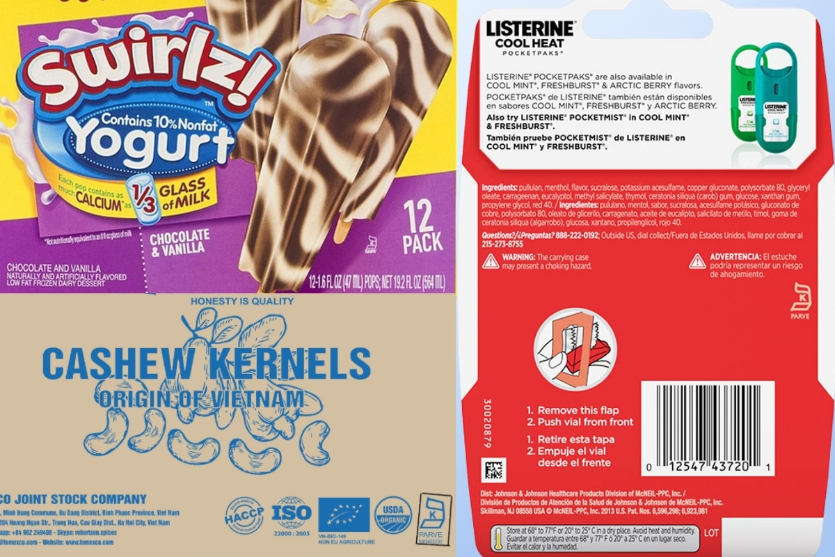 Logo chứng nhận Kosher trên một số bao bì sản phẩm