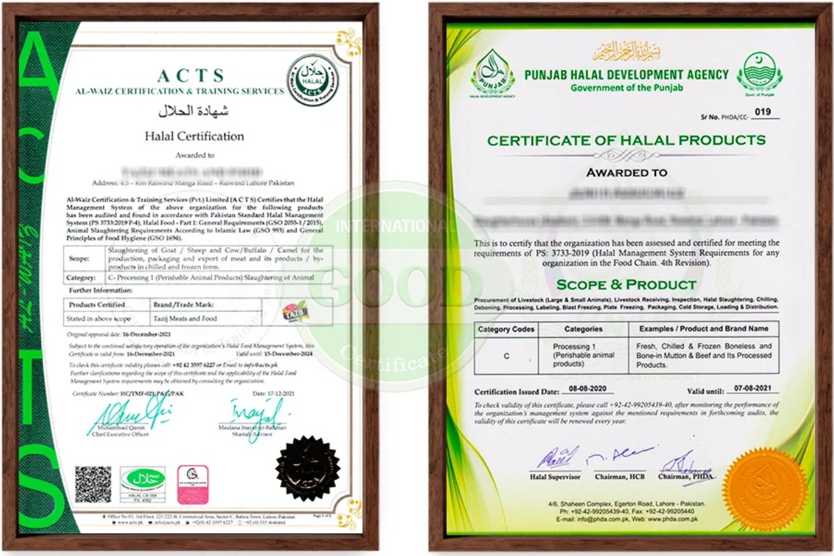 Mẫu giấy chứng chỉ Halal