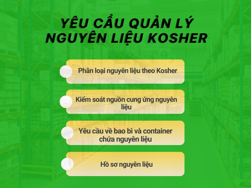 Hình ảnh về Kosher yêu cầu nguyên liệu quản lý